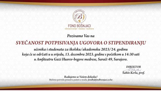 Vakuf rahm. Alije Izetbegovića: Sutra potpisivanje ugovora o stipendiranju učenika i studenata