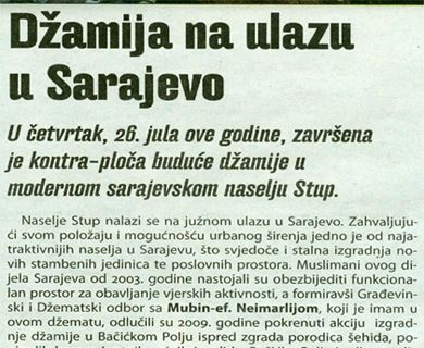 Džamija na ulazu u Sarajevo