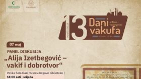 Večeras panel-diskusija "Alija Izetbegović – vakif i dobrotvor" u okviru "Dana vakufa u BiH"