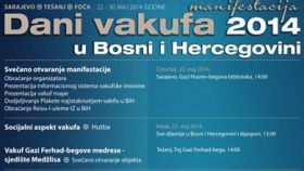"Dani vakufa u BiH" trajat će od 22.do 30. maja 2014. godine