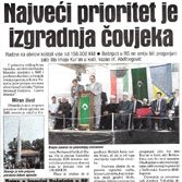 Najveći prioritet je izgradnja čovjeka