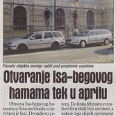 Otvaanje Isa-begovog hamam tek u aprilu