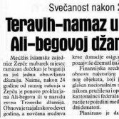 Teravih namaz u obnovljenoj Ali-begovoj džamiji u Žepču