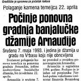 Počinje ponovna gradnja banjalučke džamije Arnaudija