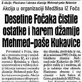 Desetine Fočaka čistile ostatke i harem džamije Mehmed-paše Kukavice