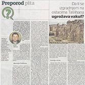 Da li se izgradnjom na ostacima Tališhana ugrožava vakuf?