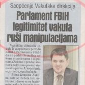 Parlament FBiH legitimitet vakufa ruši manipulacijama