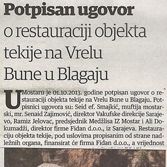 Potpisan ugvor o restauraciji objekta tekije na Vrelu Bune u Blagaju