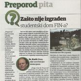 Zašto nije izgrađen studentski dom FIN-a?