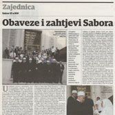 Obaveze i zahtjevi Sabora