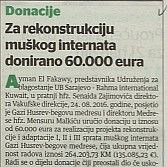 Za rekonstrukciju muškog internata donirano 60.000 eura