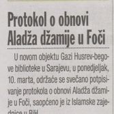 Protokol o obnovi Aladža džamije u Foči