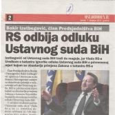RS odbija odluku Ustavnog suda BiH